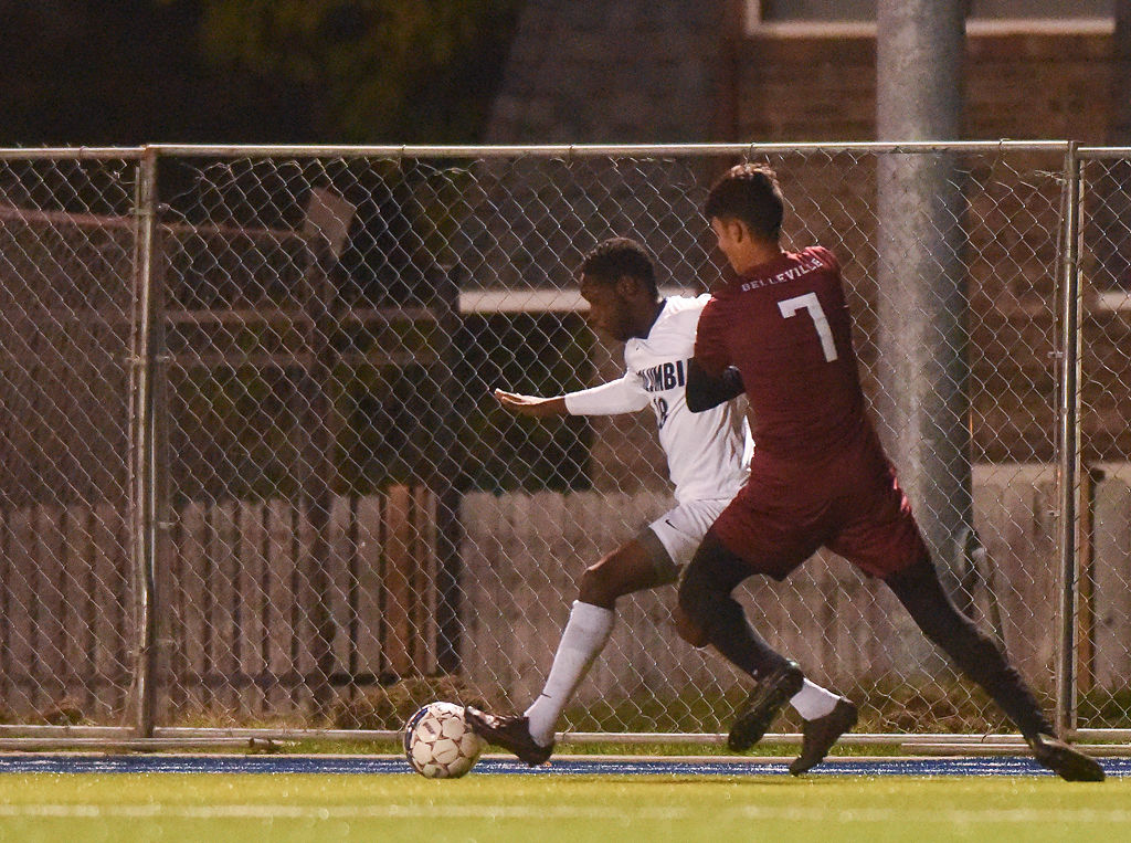 Conan Scotto attempts to gain possession of the ball
